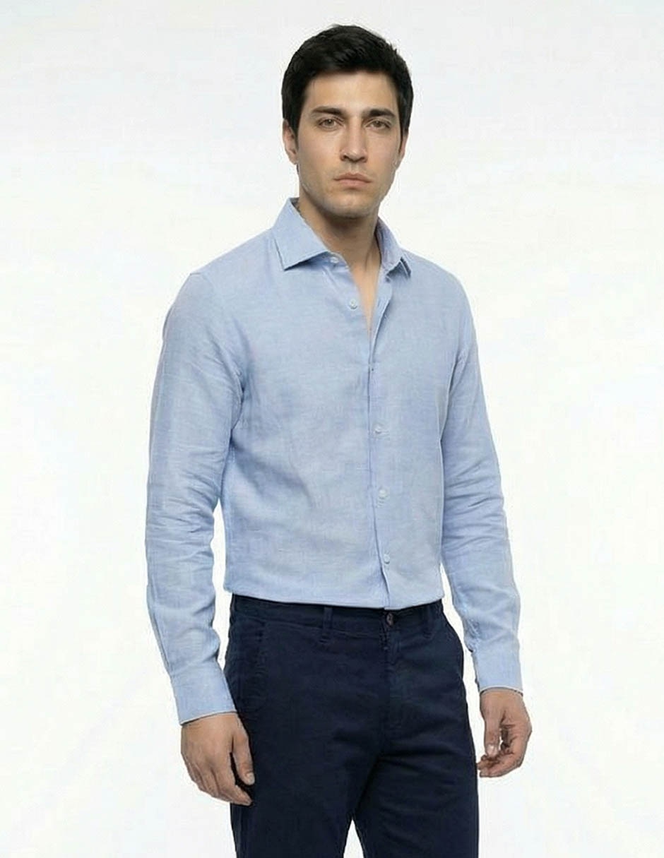 Camisa formal manga larga para hombre