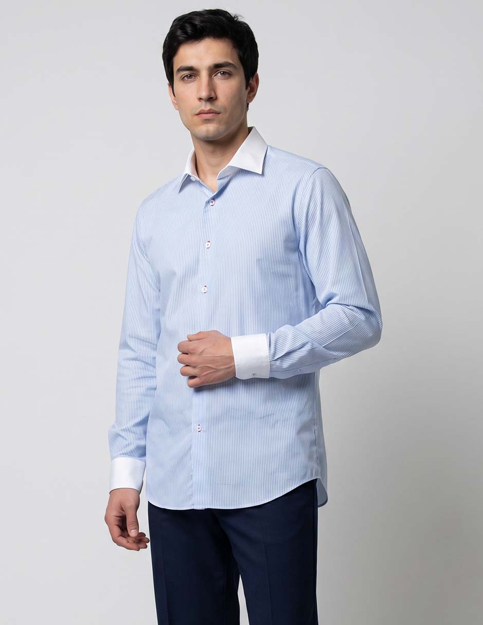 Camisa de vestir de algodón manga larga para hombre Camisa de vestir de algodón manga larga para hombre