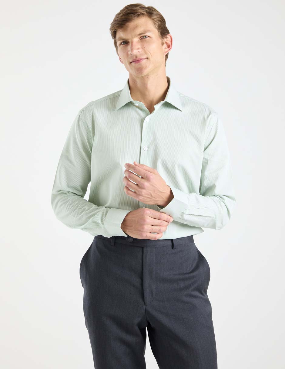 Camisa formal de algodón manga larga para hombre 26