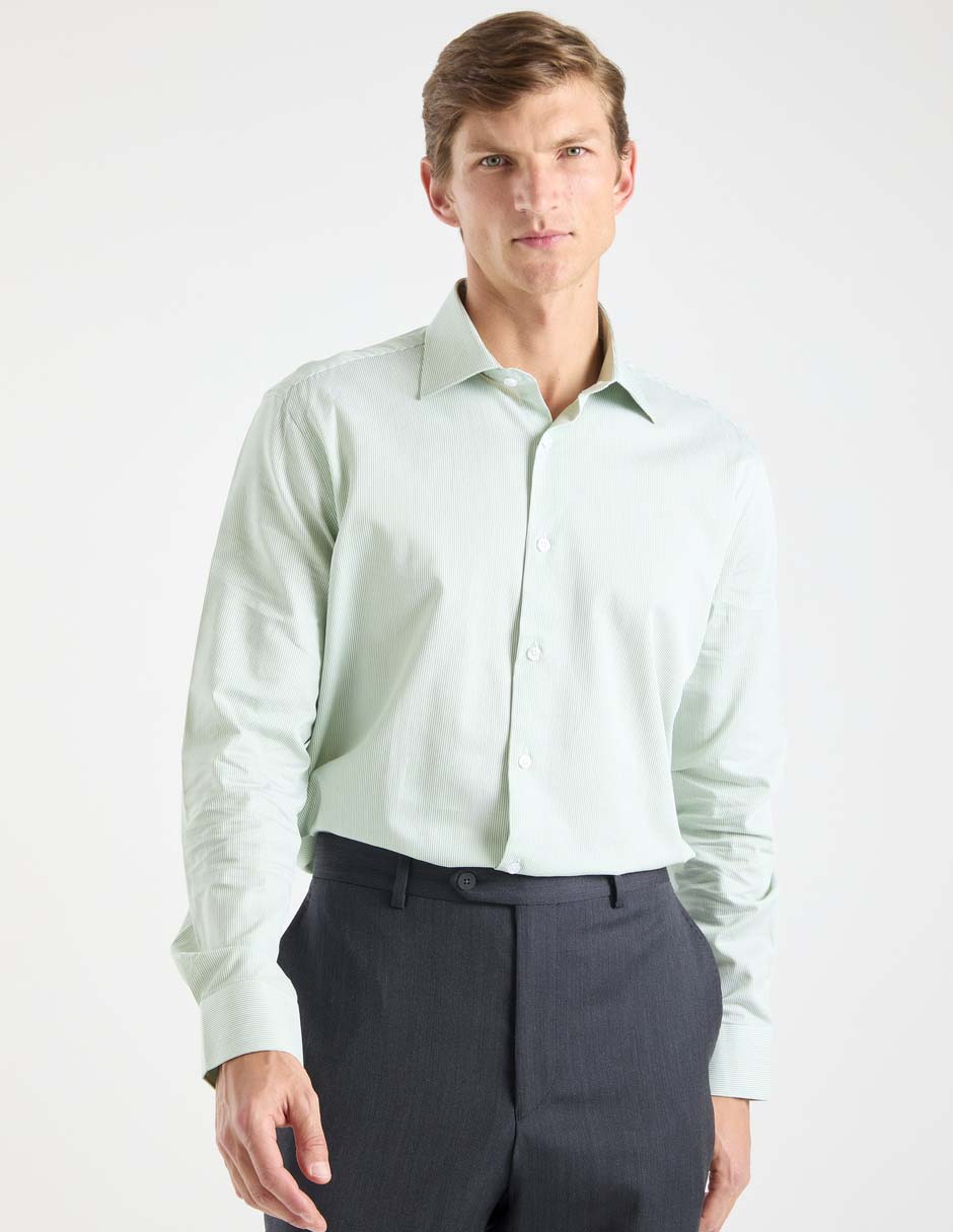 Camisa formal de algodón manga larga para hombre