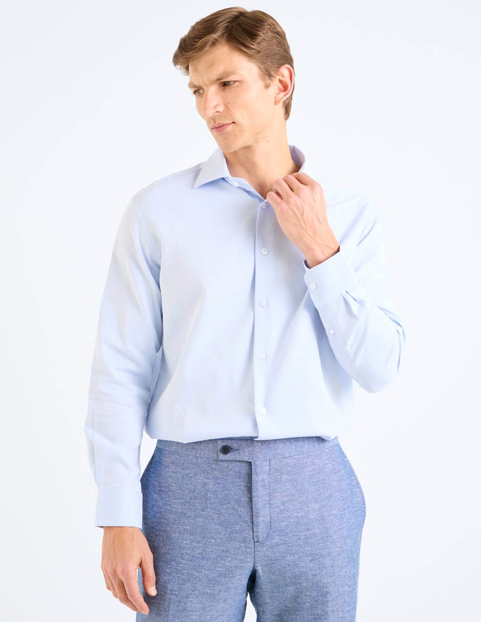 Camisa formal de bambú manga larga para hombre 7