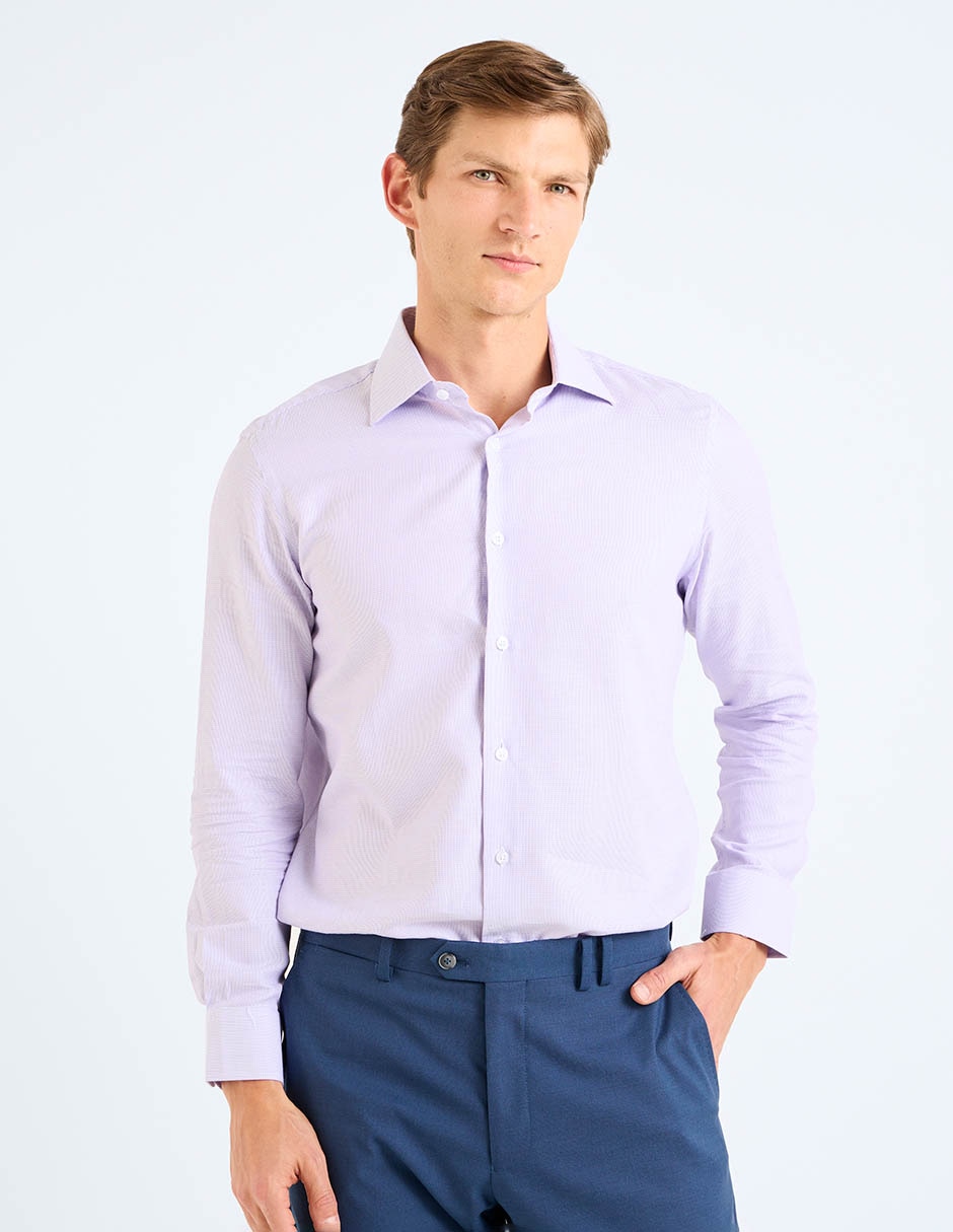 Camisa formal de algodón manga larga para hombre