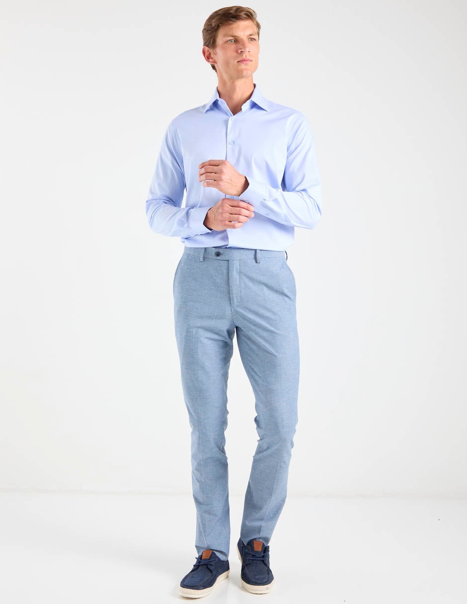 Camisa formal zanetti de algodón manga larga para hombre