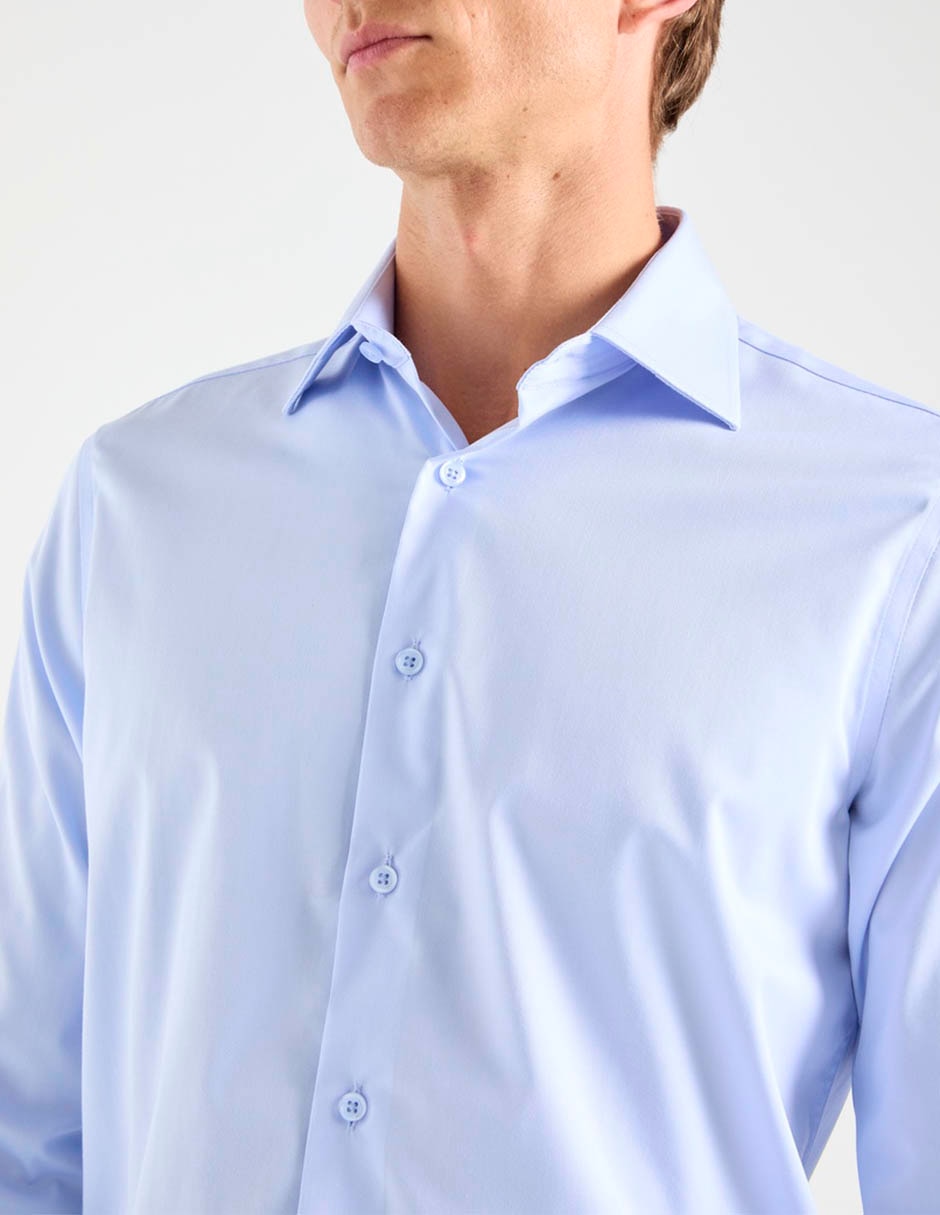 Camisa formal zanetti de algodón manga larga para hombre