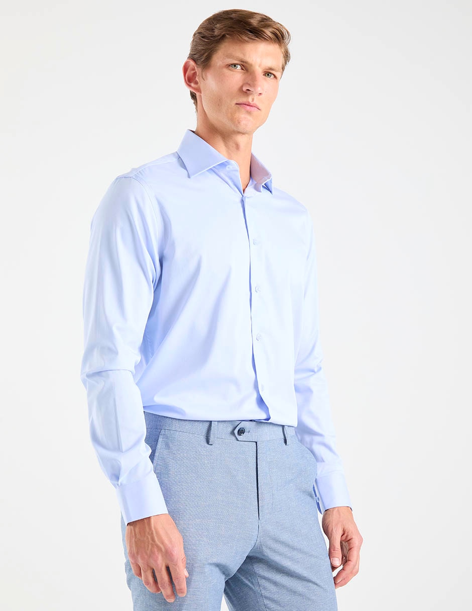 Camisa formal zanetti de algodón manga larga para hombre