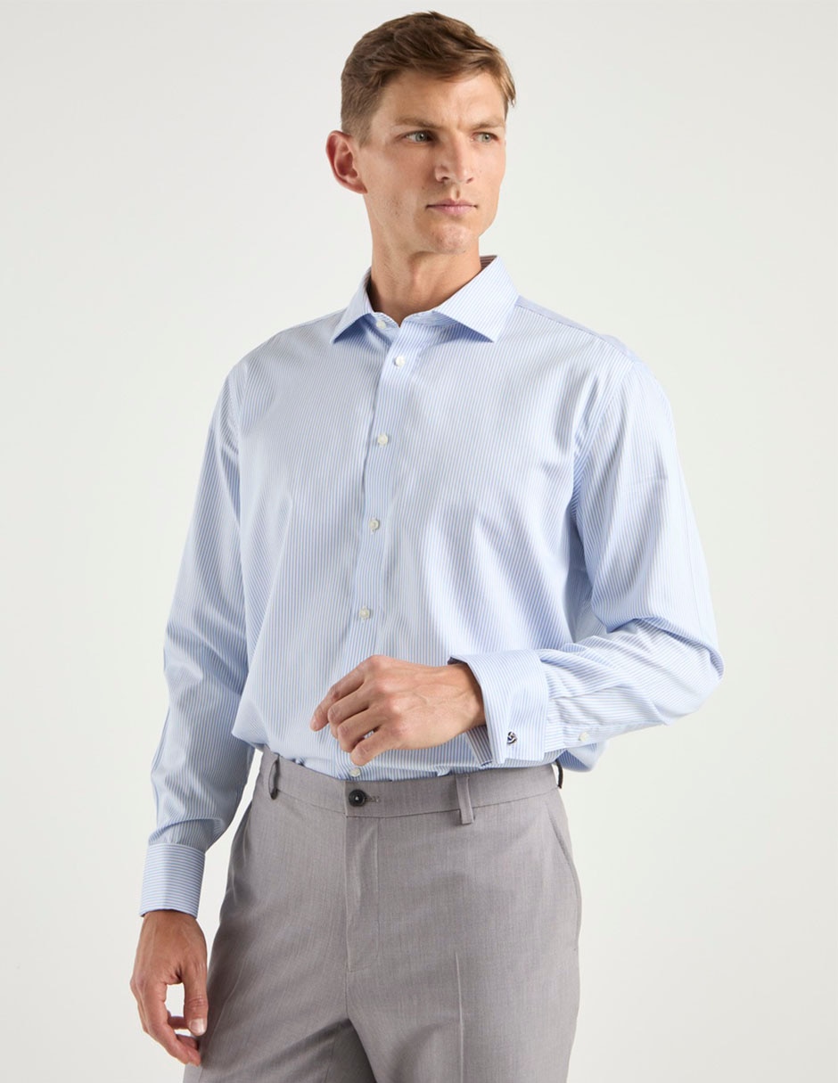Camisa formal de algodón manga larga para hombre