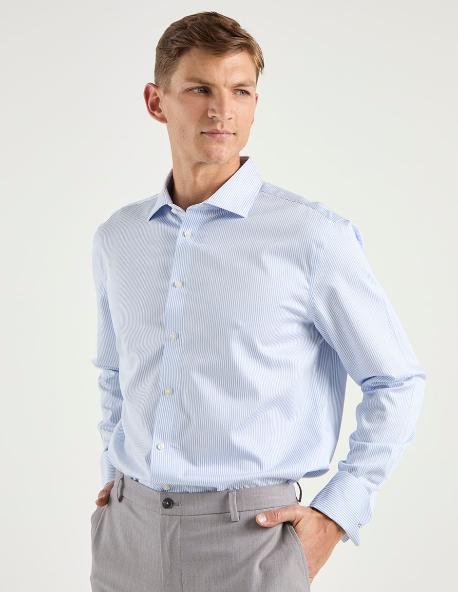 Camisa formal calderoni de algodón manga larga para hombre