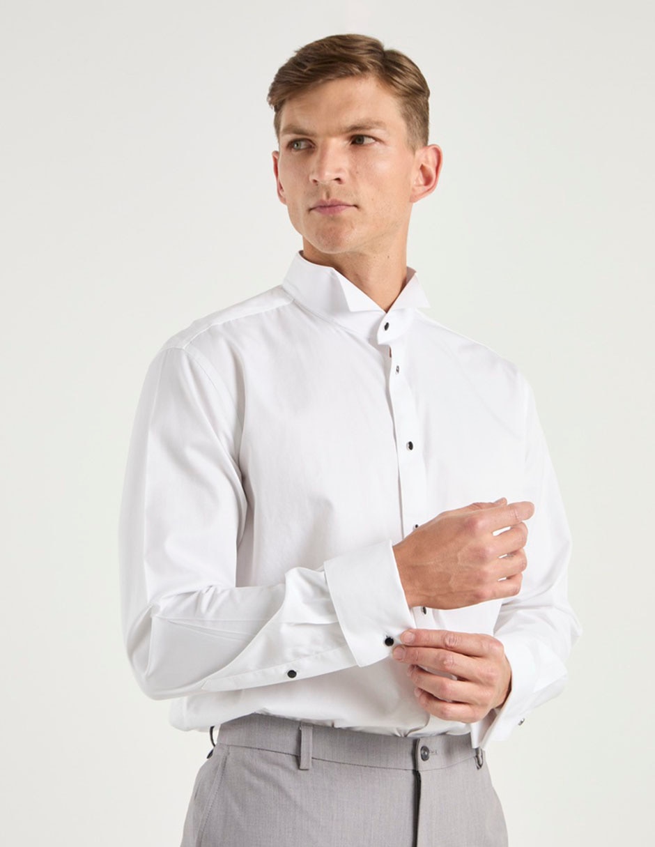 Camisa formal de algodón manga larga para hombre