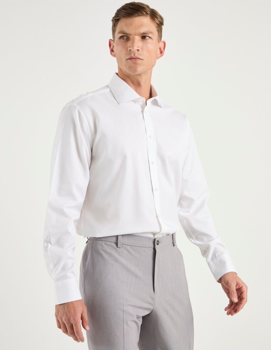 Camisa formal calderoni de algodón manga larga para hombre