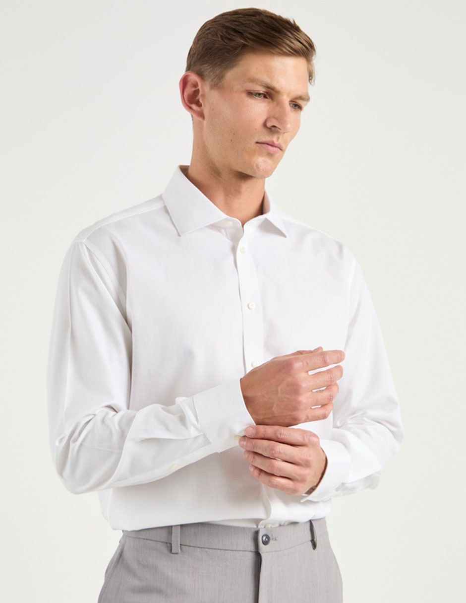Camisa formal calderoni de algodón manga larga para hombre