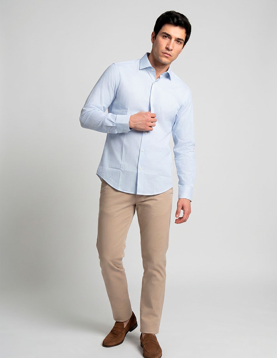 Camisa Microprint Slim Fit Para Hombre Camisa Microprint Slim Fit Para Hombre