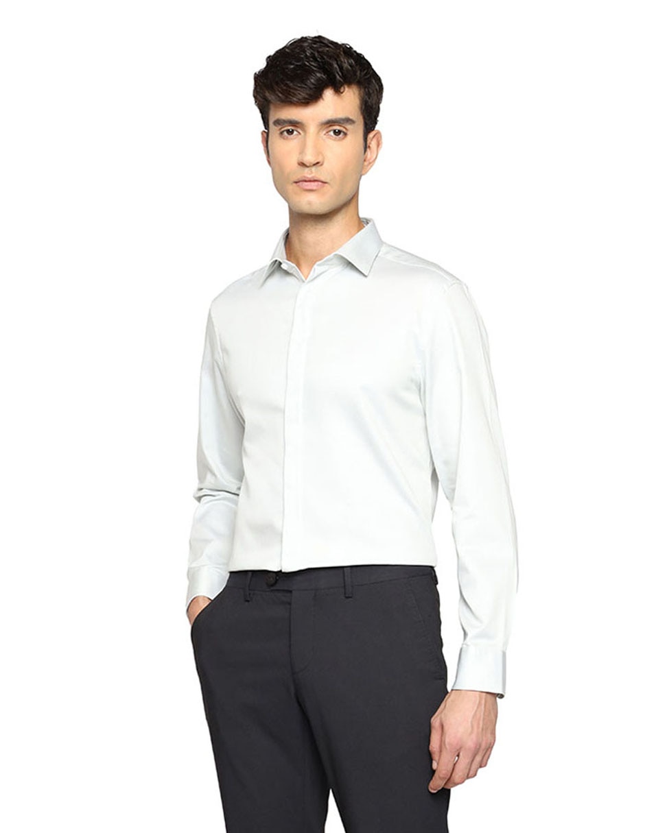 Camisa de vestir de algodón manga larga para hombre