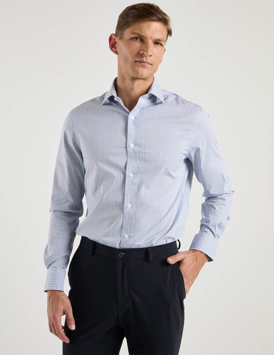 Camisa de vestir de algodón manga larga para hombre