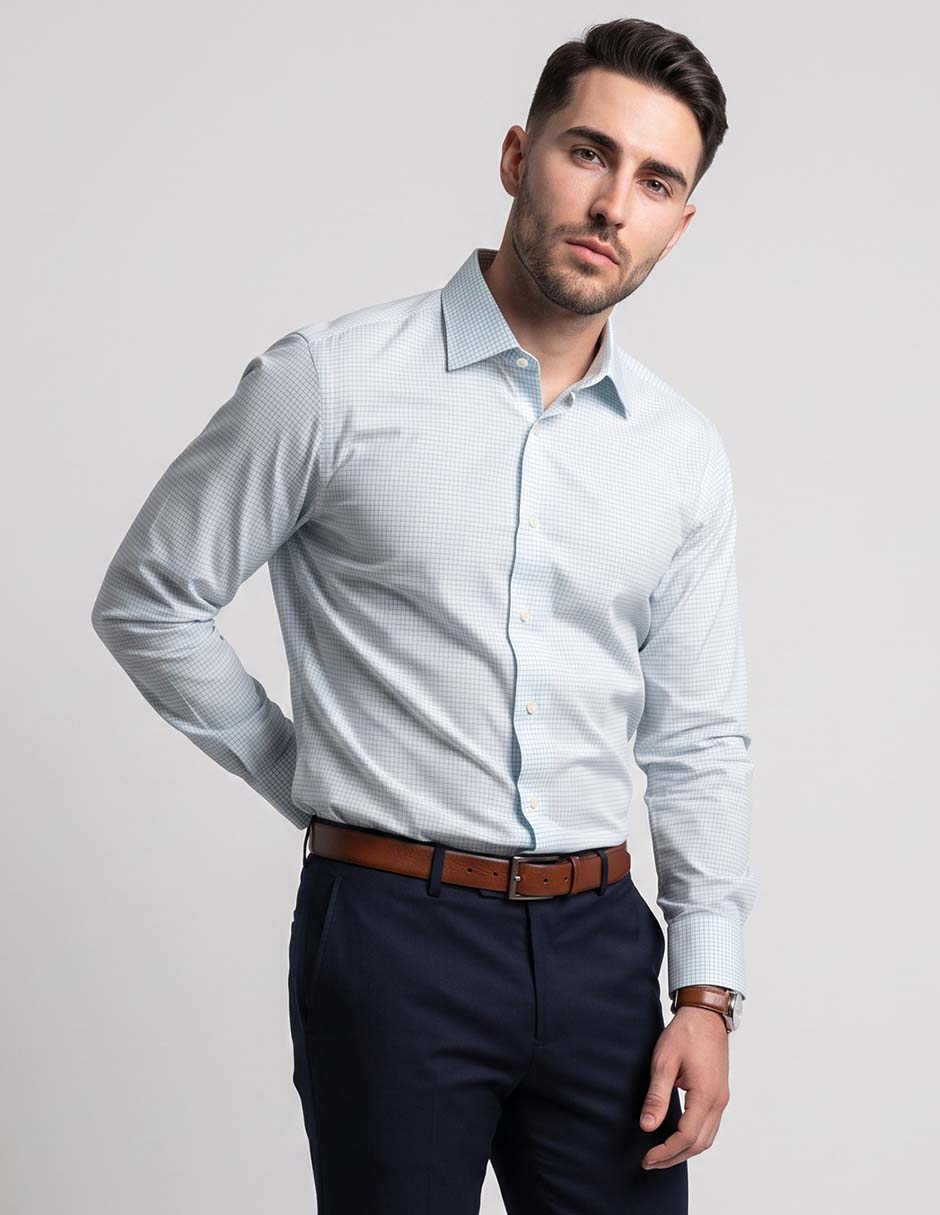 Camisa formal de algodón manga larga para hombre Camisa formal de algodón manga larga para hombre