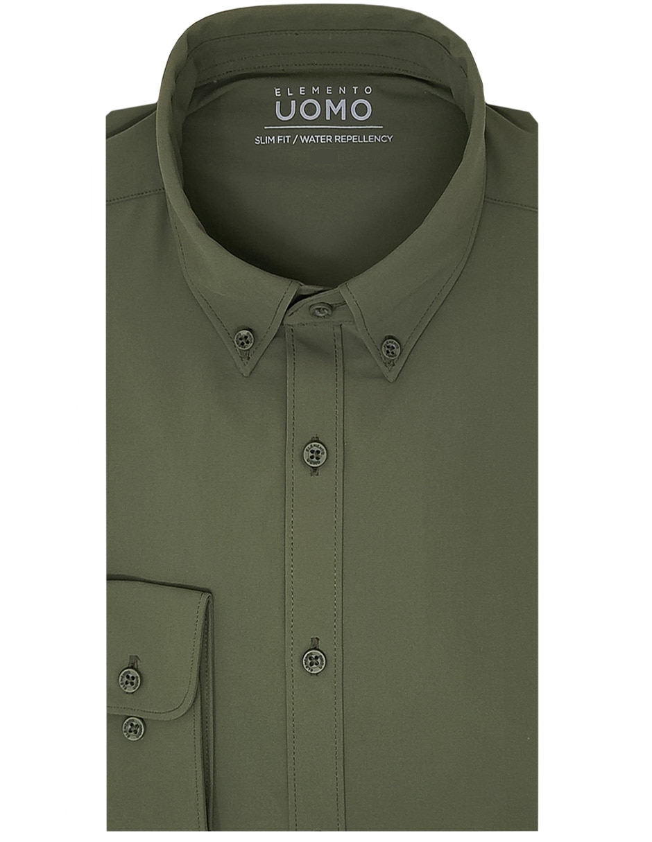 Camisa formal mezcla de materiales manga larga para hombre 1