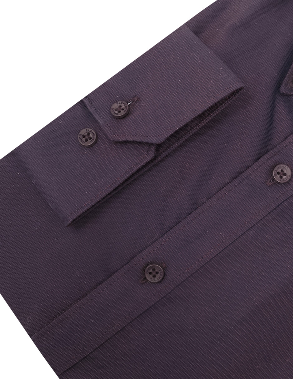 Camisa formal mezcla de materiales manga larga para hombre 4