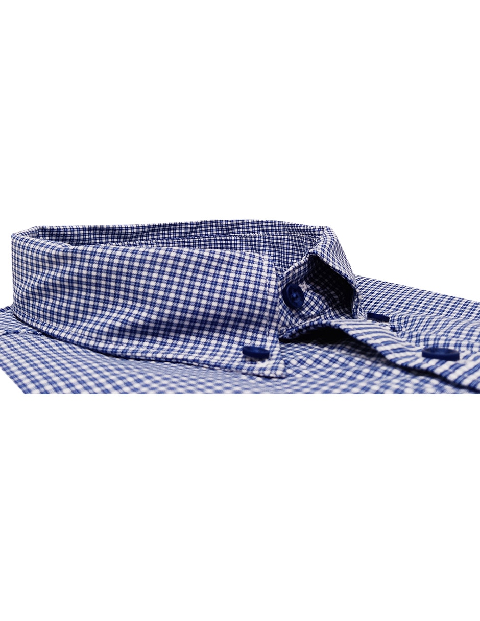 Camisa formal mezcla de materiales manga larga para hombre 2