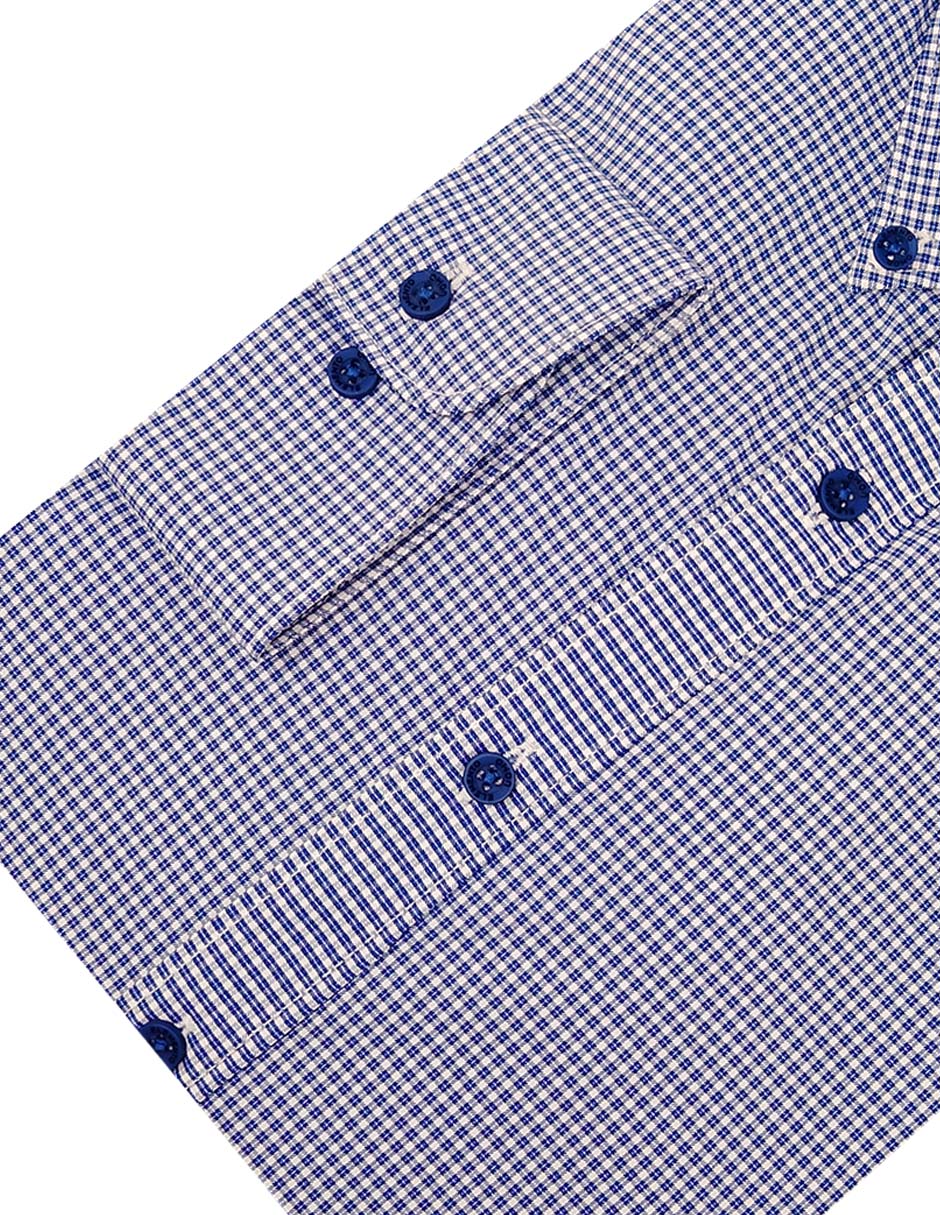Camisa formal mezcla de materiales manga larga para hombre 3