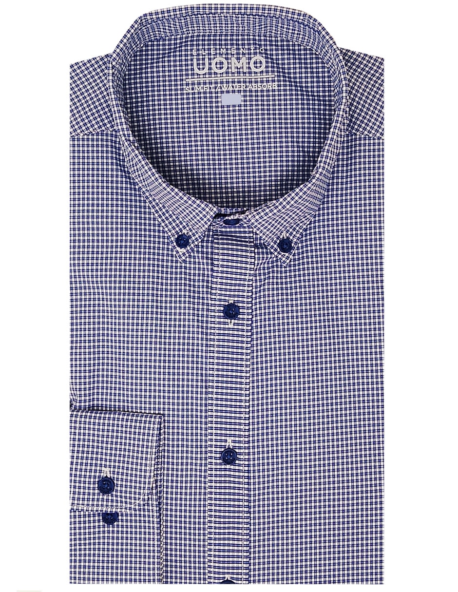 Camisa formal mezcla de materiales manga larga para hombre