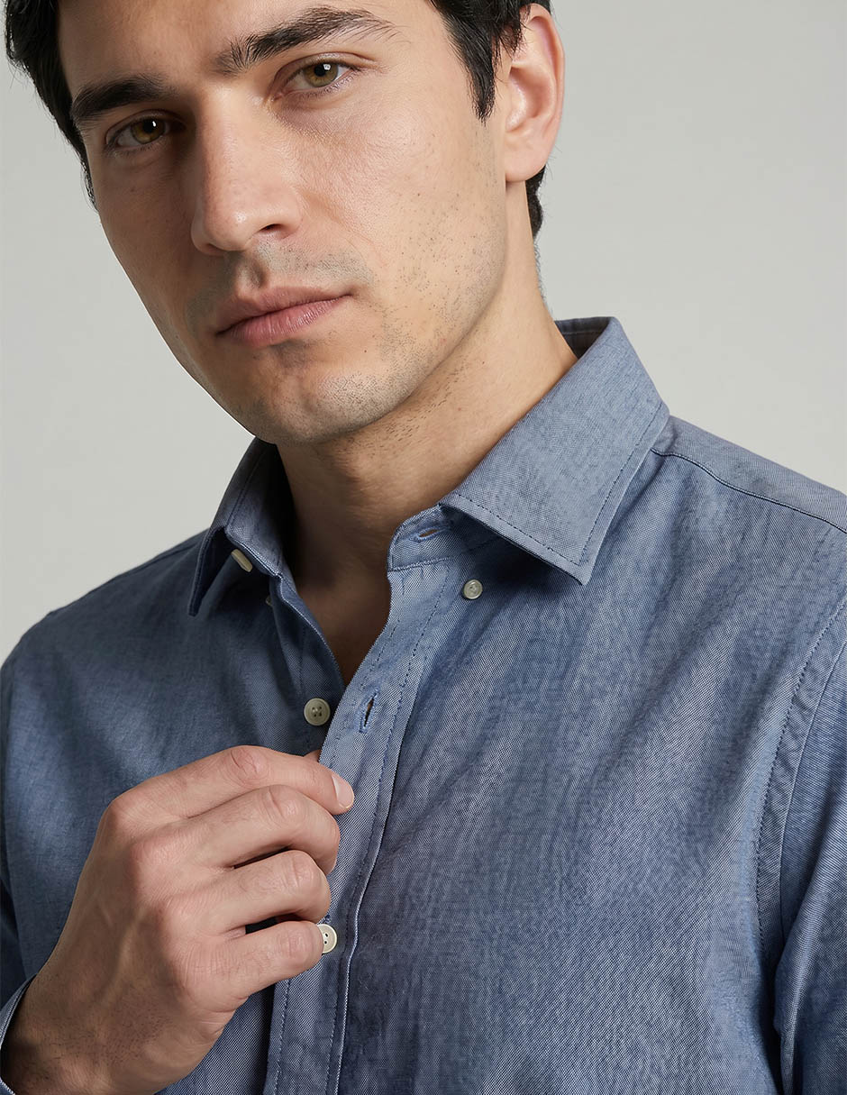 Camisa formal hilfiger de algodón manga larga para hombre 3