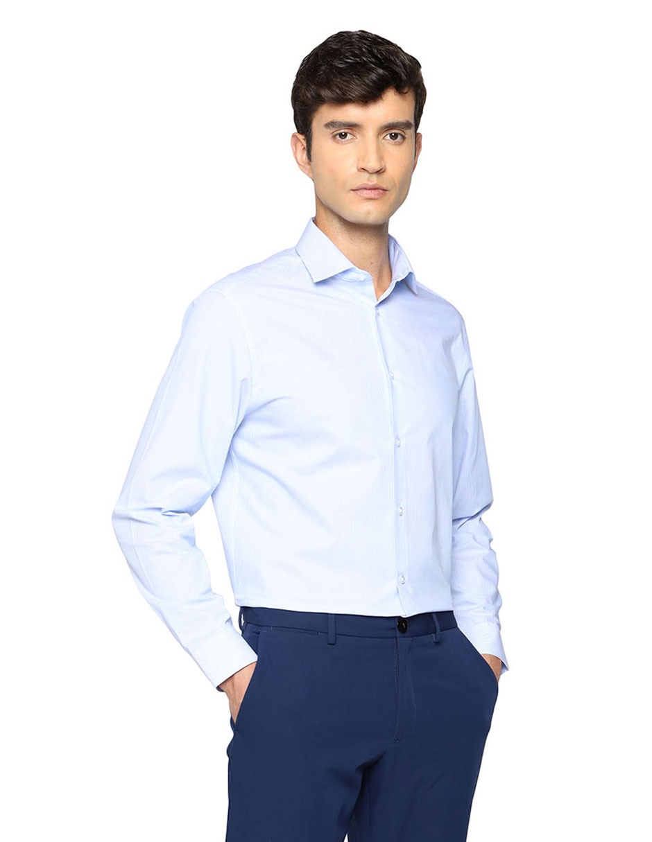 Camisa de vestir de algodón manga larga para hombre