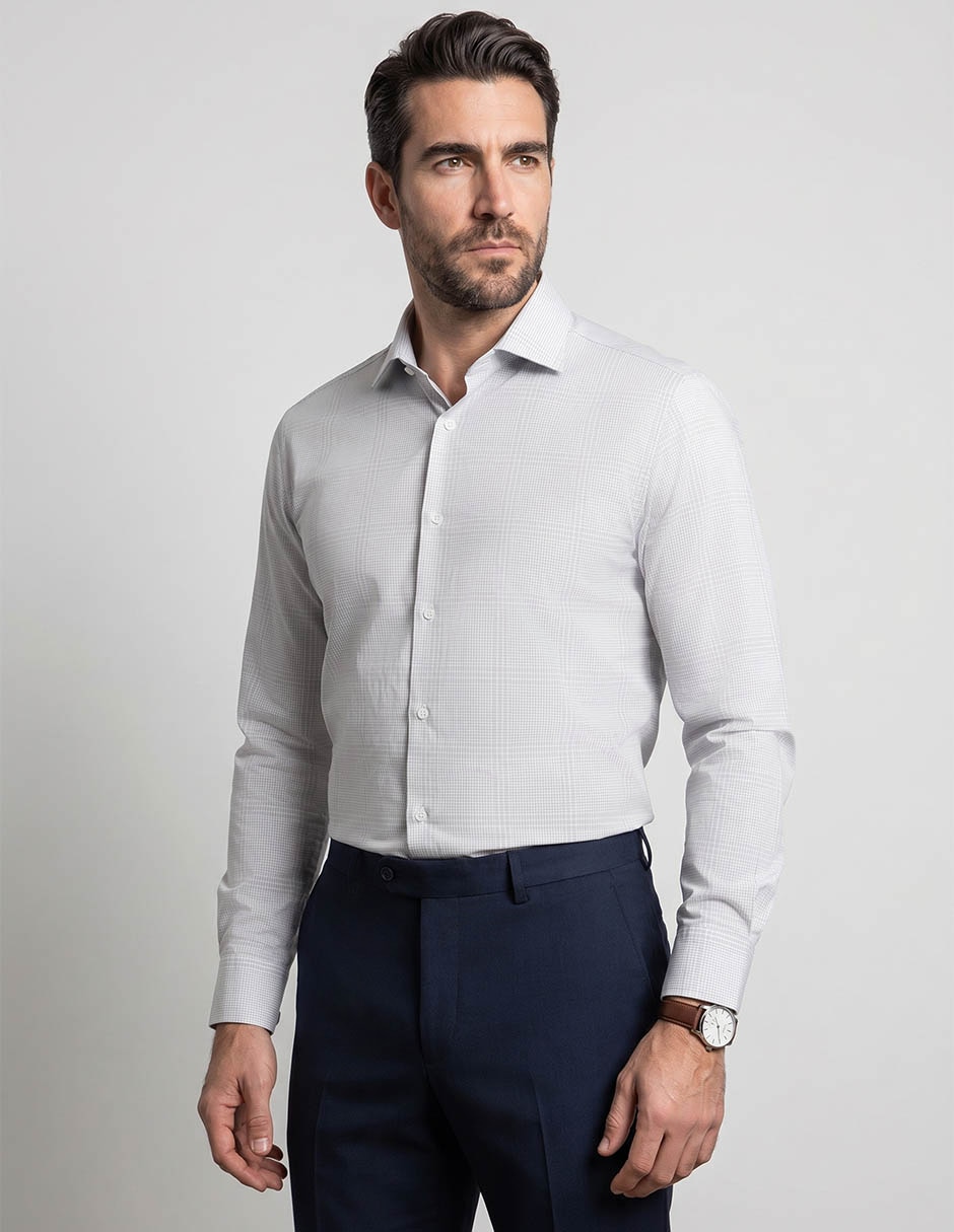 Camisa de vestir de algodón manga larga para hombre Camisa de vestir de algodón manga larga para hombre