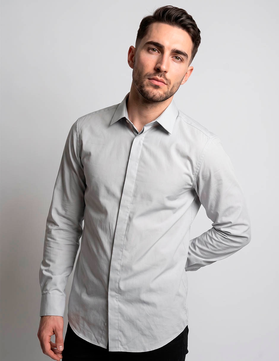 Camisa formal calvin klein de algodón manga larga para hombre