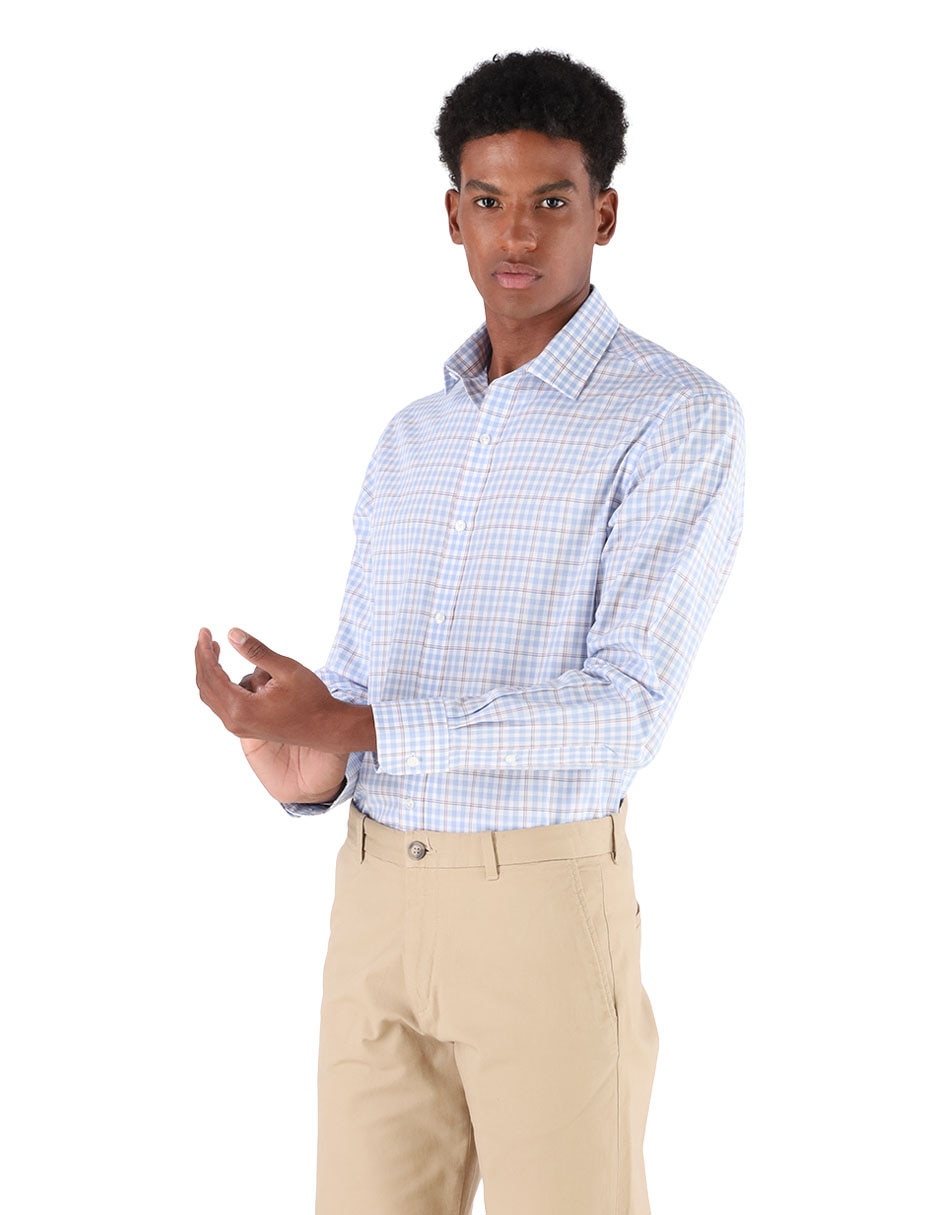 Camisa de vestir hilfiger de algodón manga larga para hombre