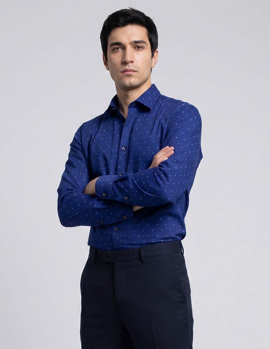 Camisa de vestir de algodón manga larga para hombre