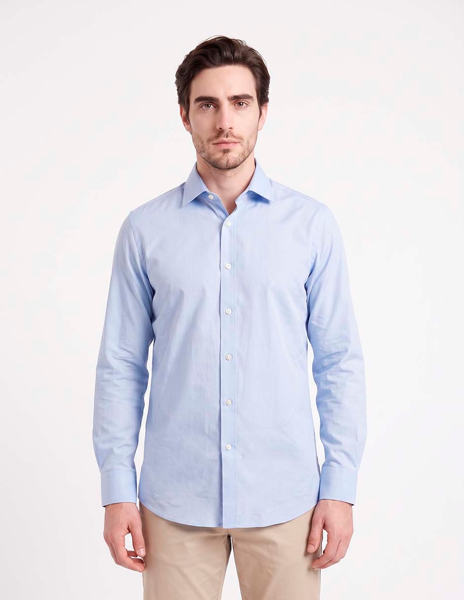 Camisa de vestir de algodón manga larga para hombre