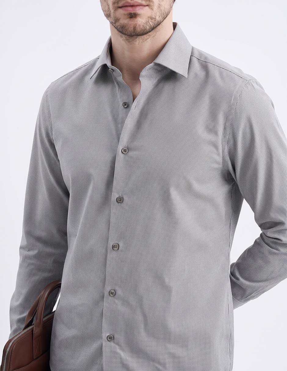 Camisa de vestir de algodón manga larga para hombre 4