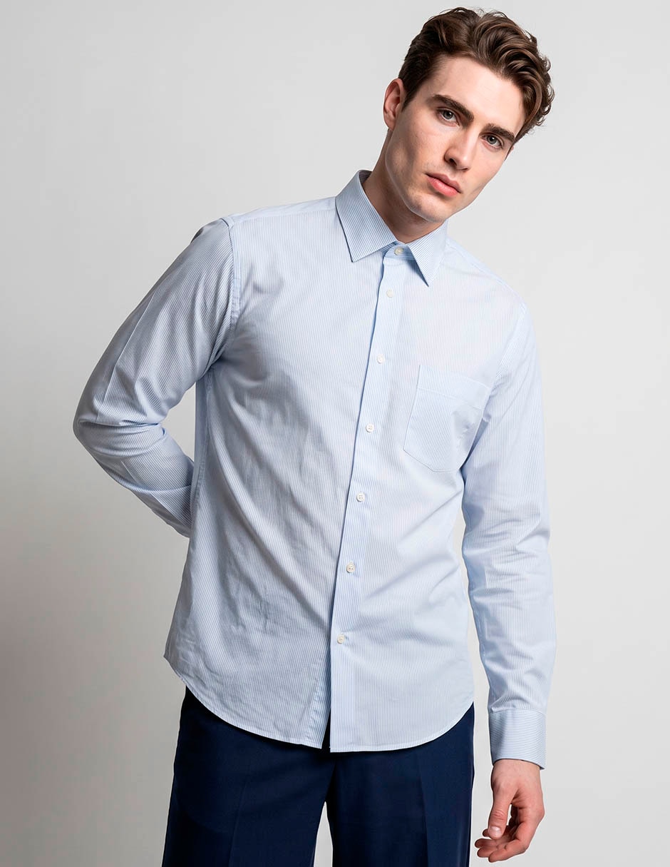 Camisa de vestir de algodón manga larga para hombre