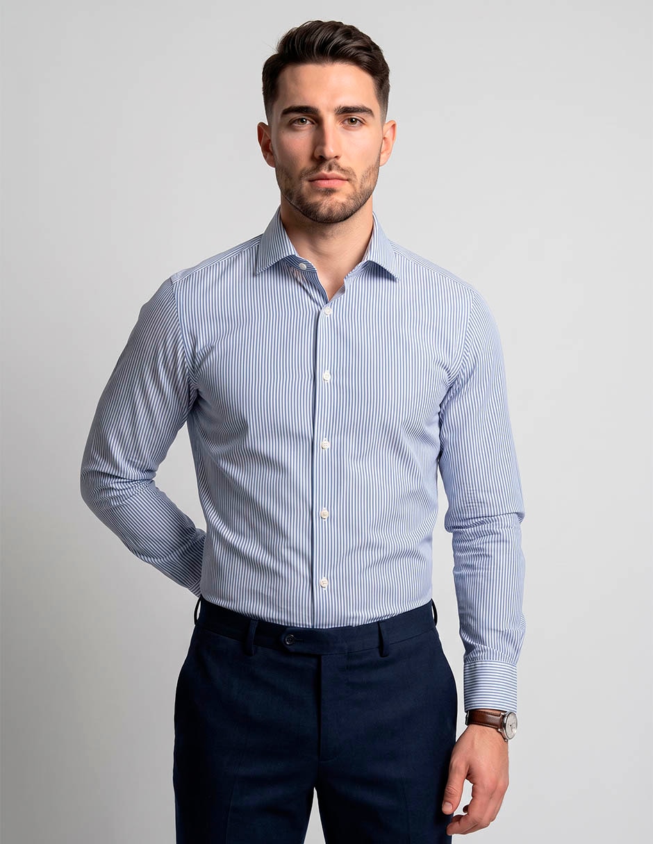 Camisa de vestir de algodón manga larga para hombre Camisa de vestir de algodón manga larga para hombre