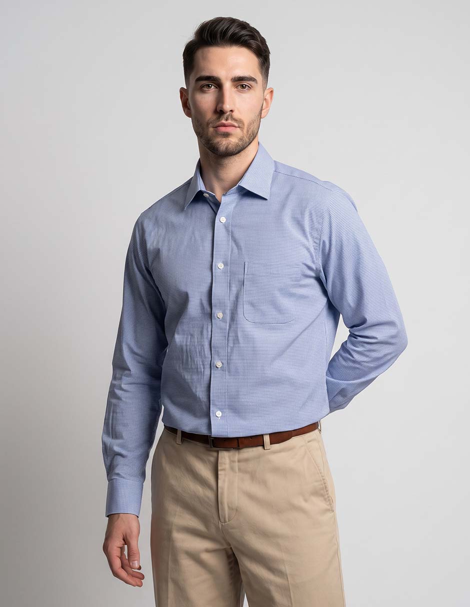 Camisa de vestir de algodón manga larga para hombre Camisa de vestir de algodón manga larga para hombre