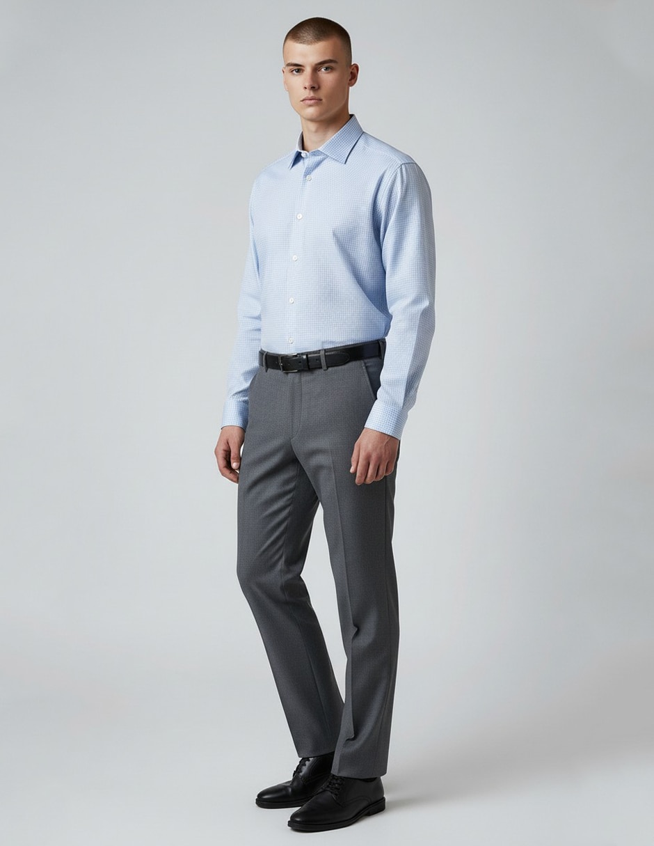 Camisa formal kc ny y manga larga para hombre 4