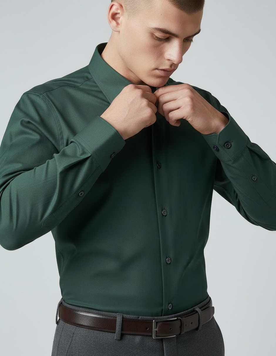 Camisa de vestir KC NY manga larga para hombre 4
