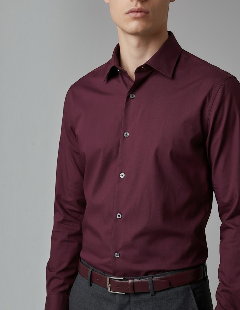 Camisa de vestir kc manga larga para hombre 2