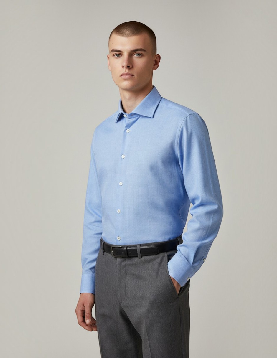 Camisa de vestir de algodón manga larga para hombre