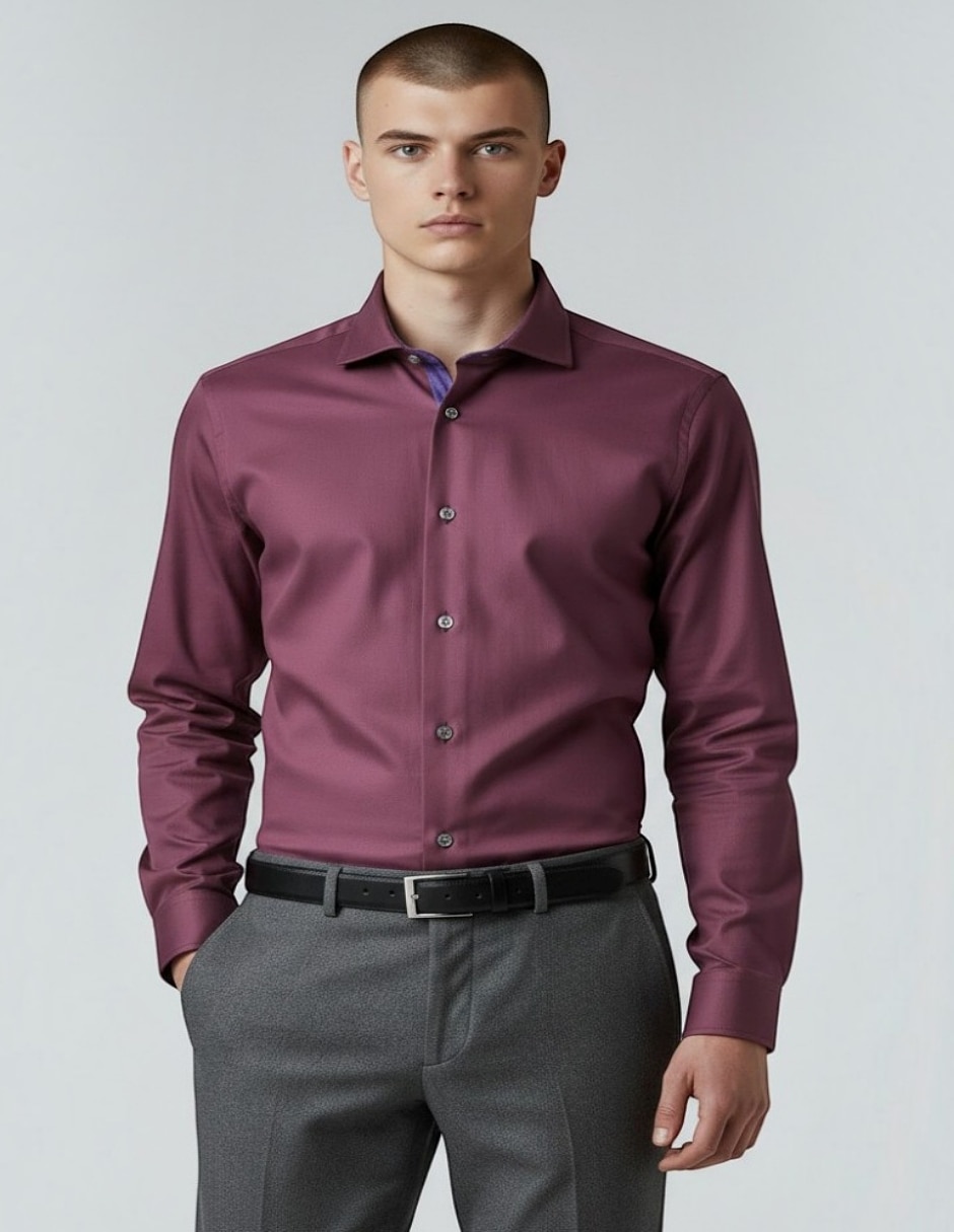 Camisa de algodón manga larga para hombre Camisa de algodón manga larga para hombre