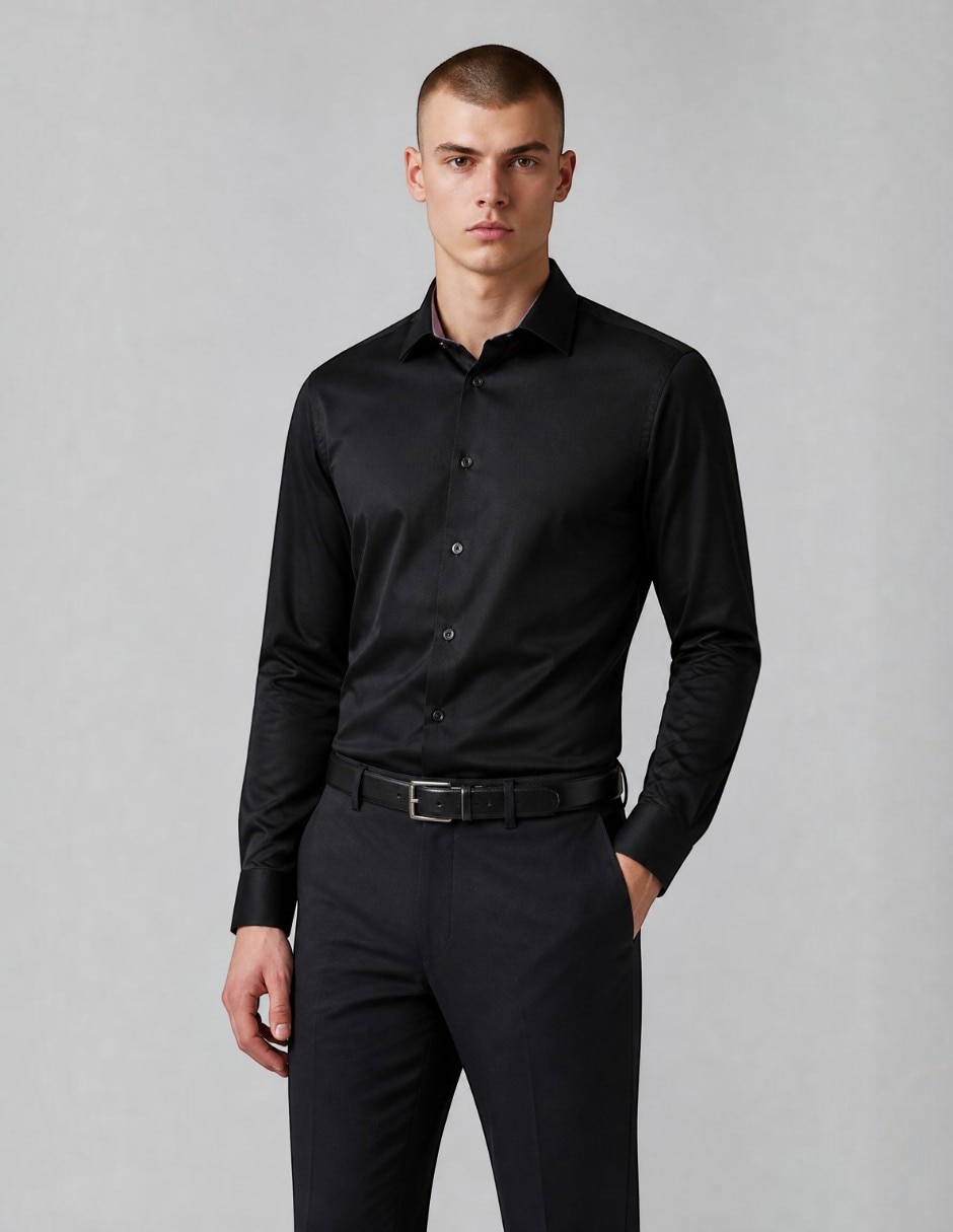 Camisa de vestir de algodón manga larga para hombre