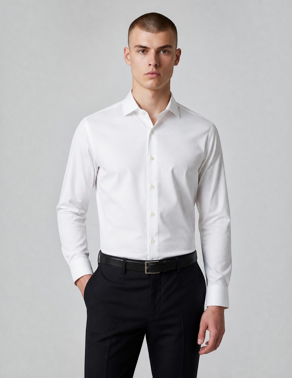 Camisa de vestir de algodón manga larga para hombre Camisa de vestir de algodón manga larga para hombre