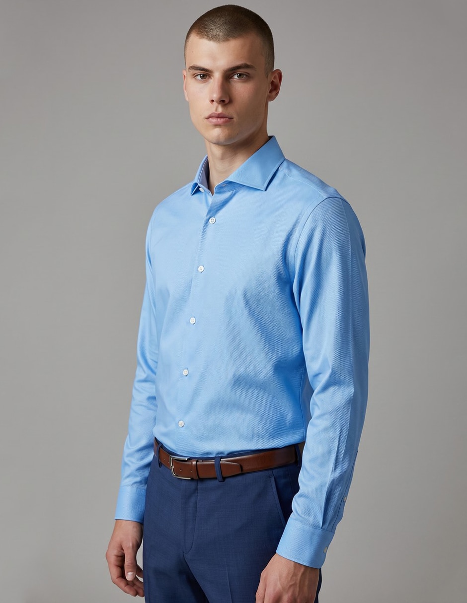 Camisa formal de algodón manga larga para hombre