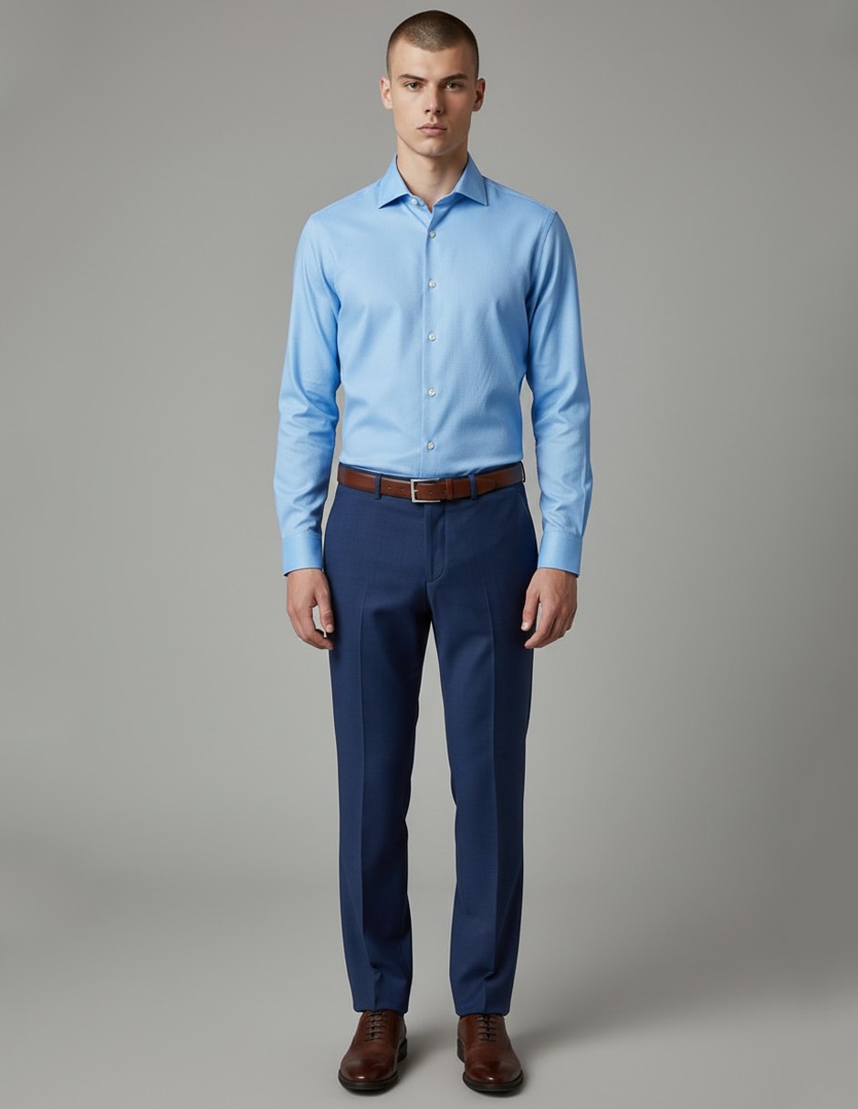 Camisa formal de algodón manga larga para hombre 2