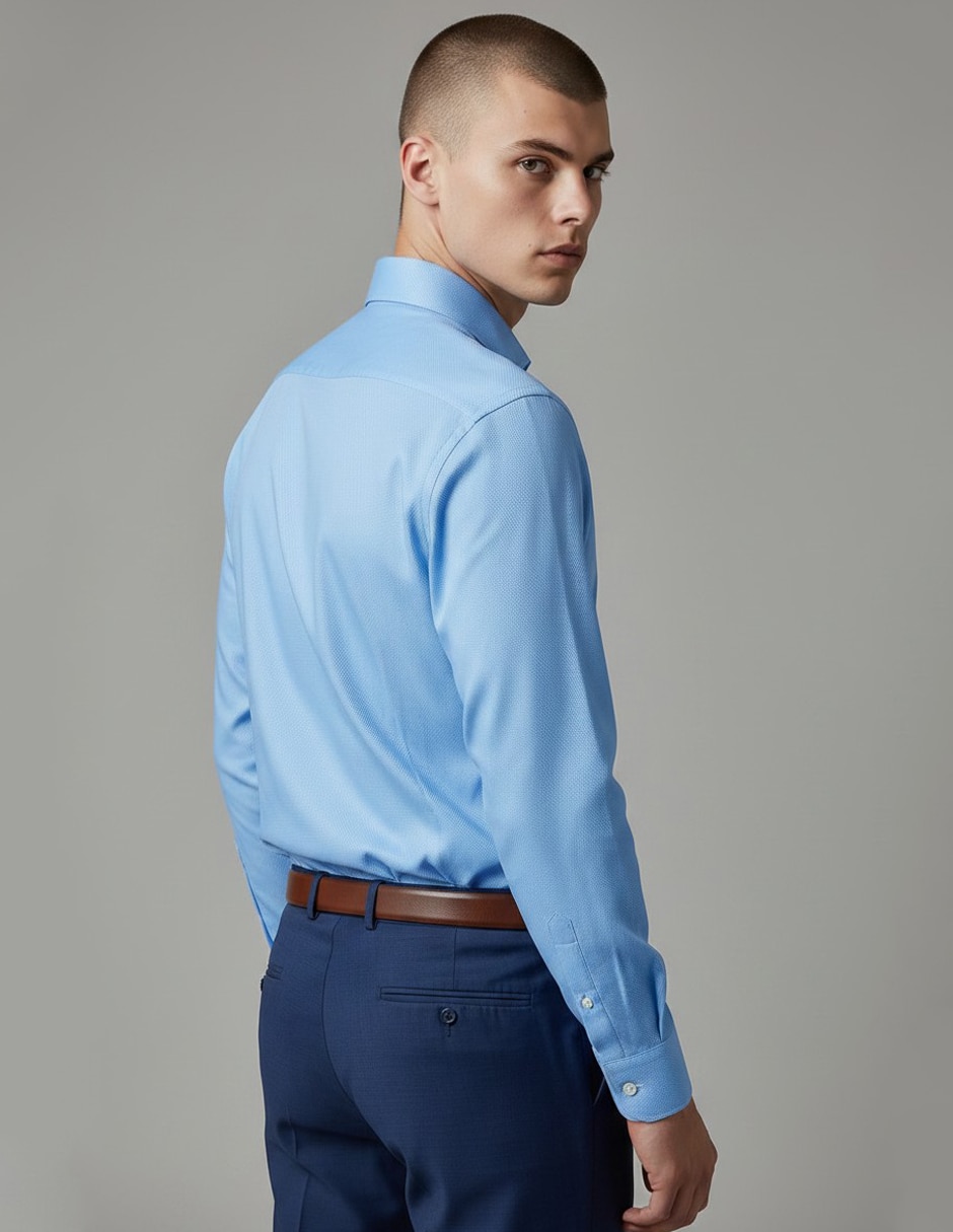 Camisa formal de algodón manga larga para hombre 4