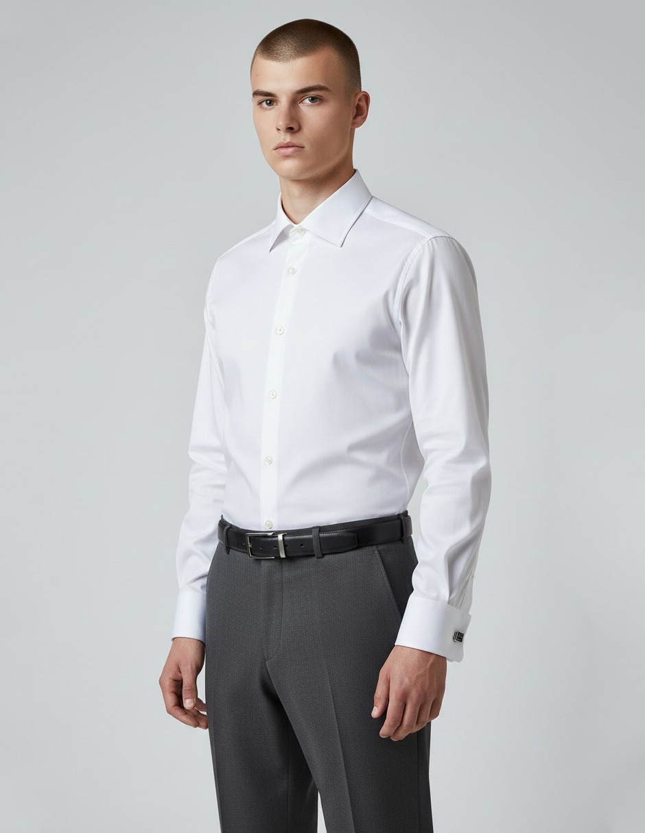 Camisa de vestir de algodón manga larga para hombre Camisa de vestir de algodón manga larga para hombre