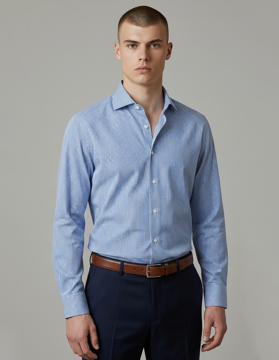 Camisa formal de algodón manga larga para hombre
