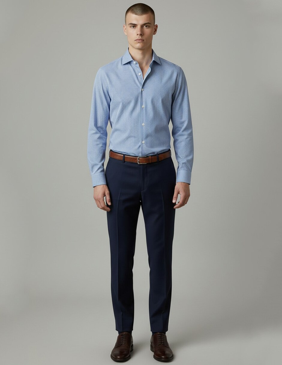 Camisa formal de algodón manga larga para hombre 2