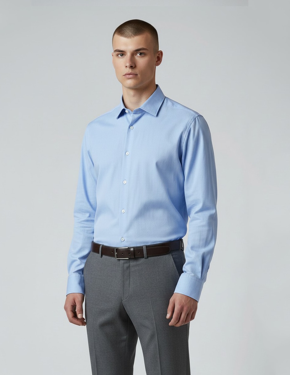 Camisa formal KC NY manga larga para hombre