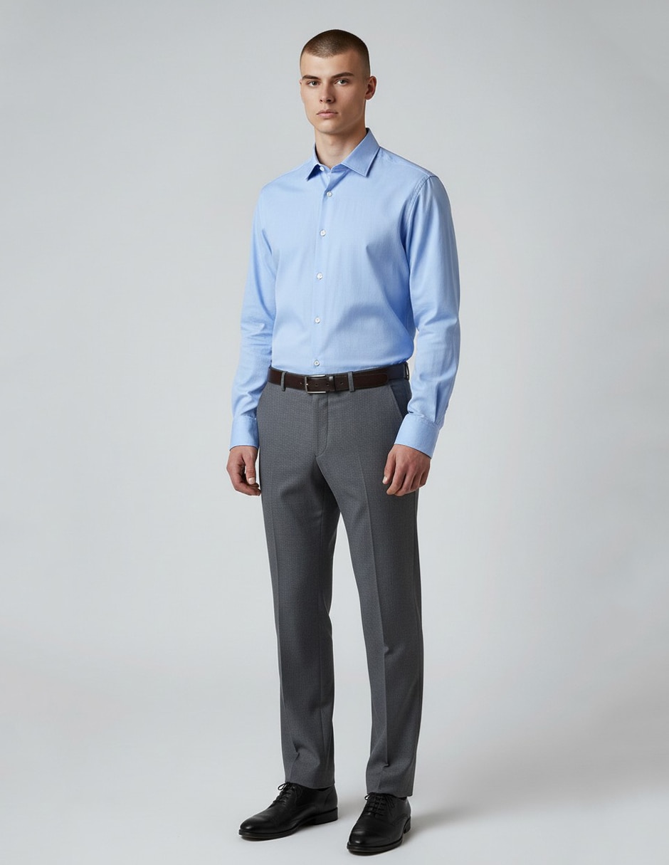Camisa formal KC NY manga larga para hombre 4