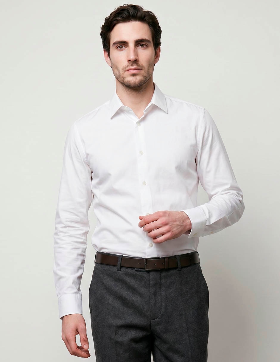 Camisa de vestir de algodón manga larga para hombre